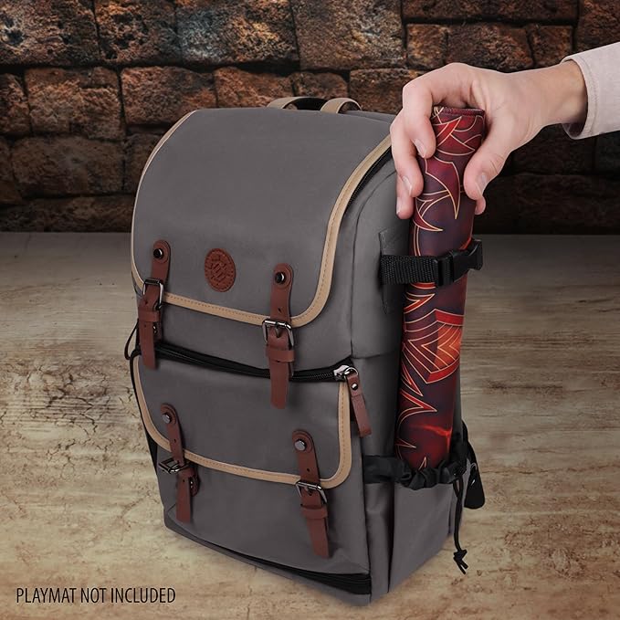 ENHANCE Designer Edition TCG Backpack - MTG Deck Bag Card Binder Space, TCG Deck Box Storage, MTG Playmat Holder - Card Storage Compatible with Magic the Gathering, Pokemon, Lorcana (Canvas Grey)