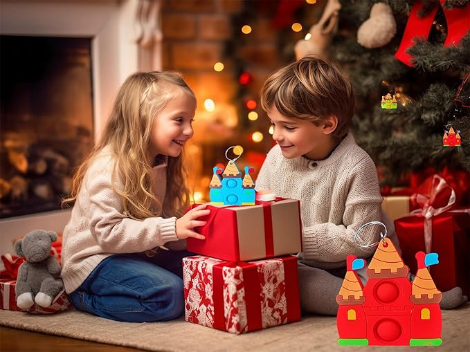 20 Packs Bulk Mini Dreamy Castle Princess fidgets Toys for Kids Children Classroom Students Gifts Prize from Teacher,Birthday Party Bubble Favors (Castle)