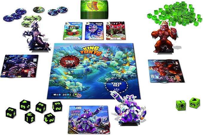 IELLO: King of Tokyo, New Edition, Strategy Board Game, Space Penguin Included in the Box, For 2 to 6 Players, 30 Minute Play Time, For Ages 8 and Up