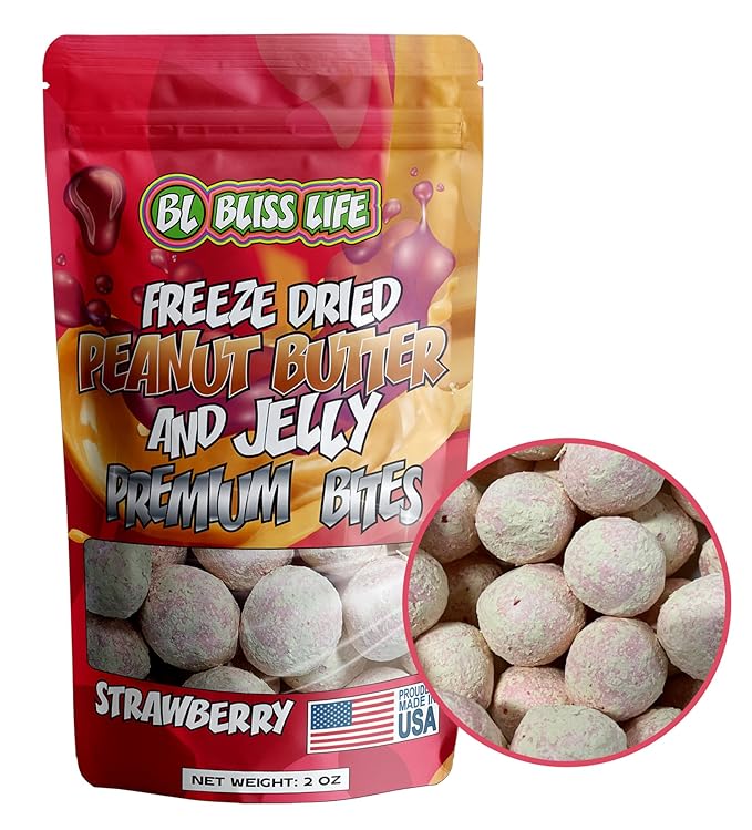 Freeze Dried PB&J Strawberry Candy Exotic new TikTok Trend Unique Novelty Snack that Melts in your Mouth 2oz
