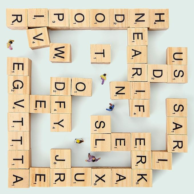 Magicfly 1000 Pcs Scrabble Tiles, Wooden Letter Tiles, A-Z Capital Letters for Crafts, Spelling,Scrabble Crossword Game