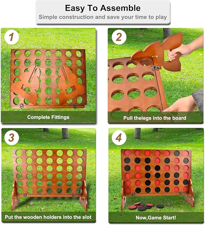 Large Connect Four Game Outdoor - Classic Yard Connect-Four Outdoor Games Jumbo for Kids and Adults, Tic Tac Toe Game for Yard and Giant Connect4