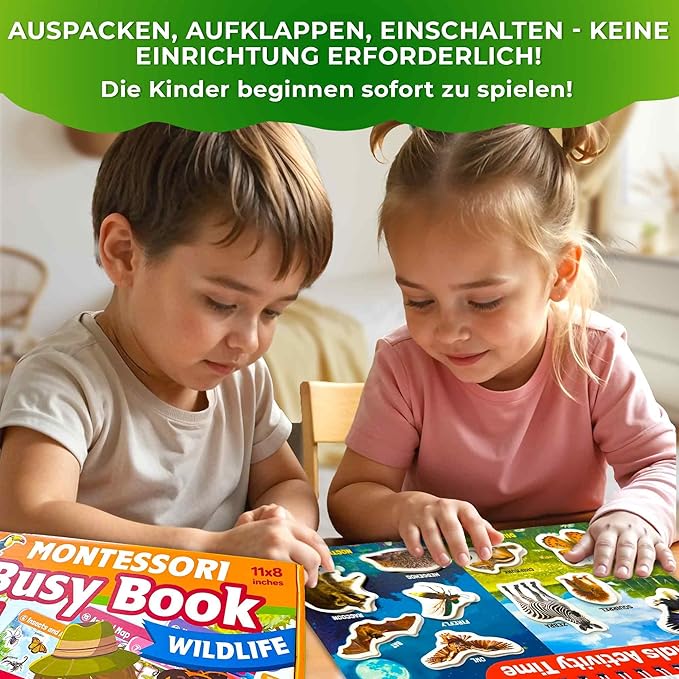 QUOKKA Montessori Busy Book for Ages 4-8 - Pre K Toddler Learning Activities for Homeschooling - My Preschool Busy Book for Toddlers 3-5 - 15 Kids Educational Animal Activities