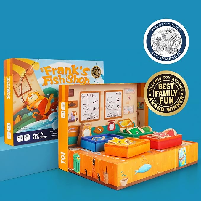 TOI Magnetic Go Fishing Game Set for Toddlers Aged 2 and Up, Montessori Color&Shape Sorting Learning Matching Toy for Kids, Educational Game for Boys and Girls, 1-4 Players