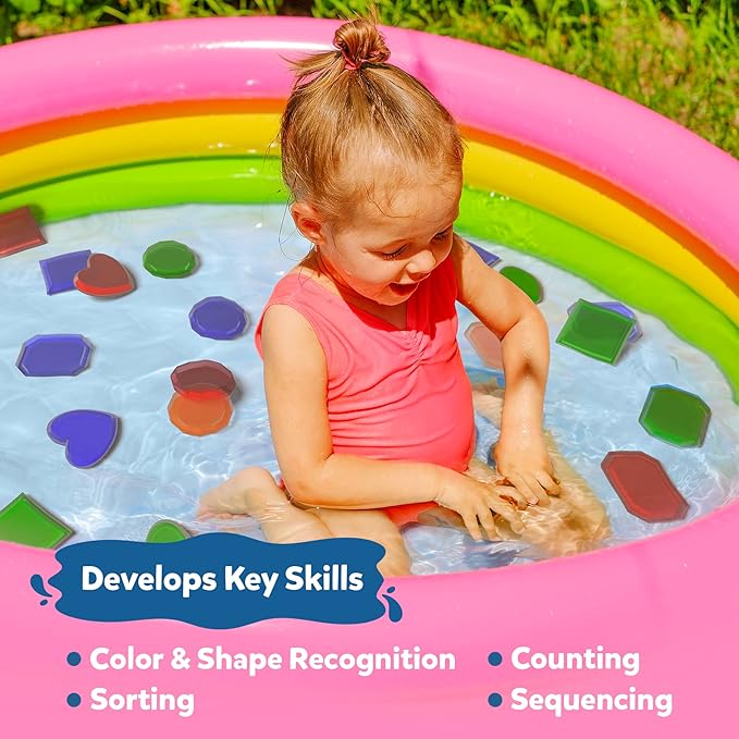 Skillmatics Pool Toys – Seek & Splash, Preschool Search & Find Water Game, Swimming Pool & Bathtime Toy for Kids, Summer Fun & Gifts for Boys & Girls Ages 3, 4, 5, 6, Includes 48 Colorful Gems