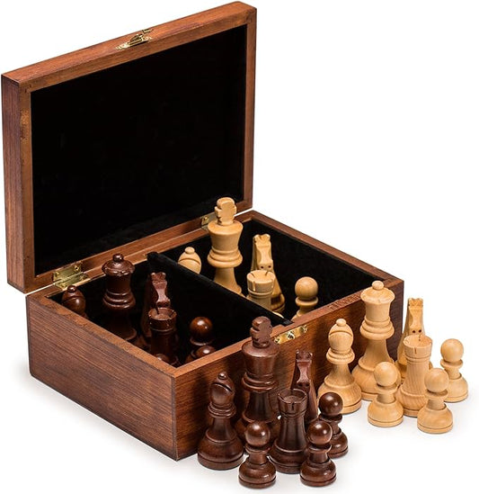 Husaria Staunton Tournament No. 5 Chessmen with 2 Extra Queens and Wooden Box, 3.5-inch Kings