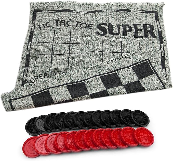 Lulu Home Jumbo Checkers, Giant 3-in-1 Checkers Game Rug Board Game Set, 2 Players