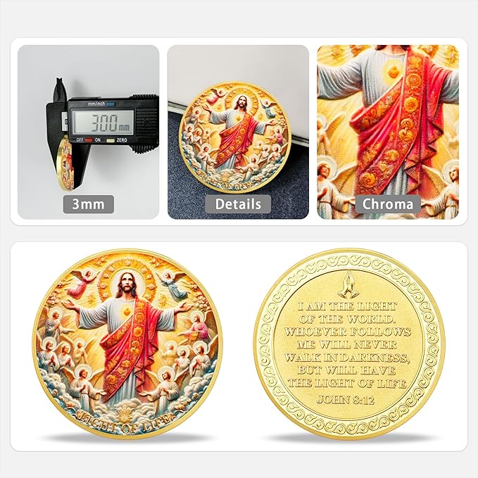 Jesus and Angels Divine Messenger Religious Coin Inspirational Bible Verse Medallion Faith-Based Gifts for Spiritual Encouragement for Men & Women