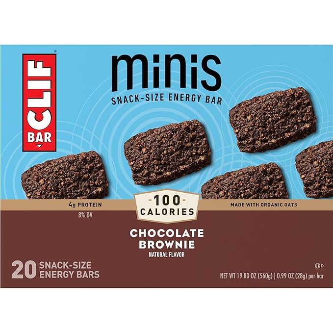 CLIF BAR Minis - Chocolate Brownie Flavor - Made with Organic Oats - 4g Protein - Non-GMO - Plant Based - Snack-Size Energy Bars - 0.99 oz. (20 Pack)
