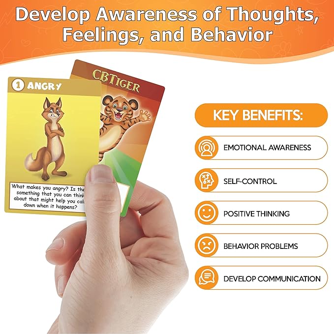 Lupash Games CBTiger-Therapy Games for Kids - Created by a Professional Therapist - High Grade Cardboard - Develop Social Skills - Practice Emotional Awareness - Improves Anger Control -for Counselors