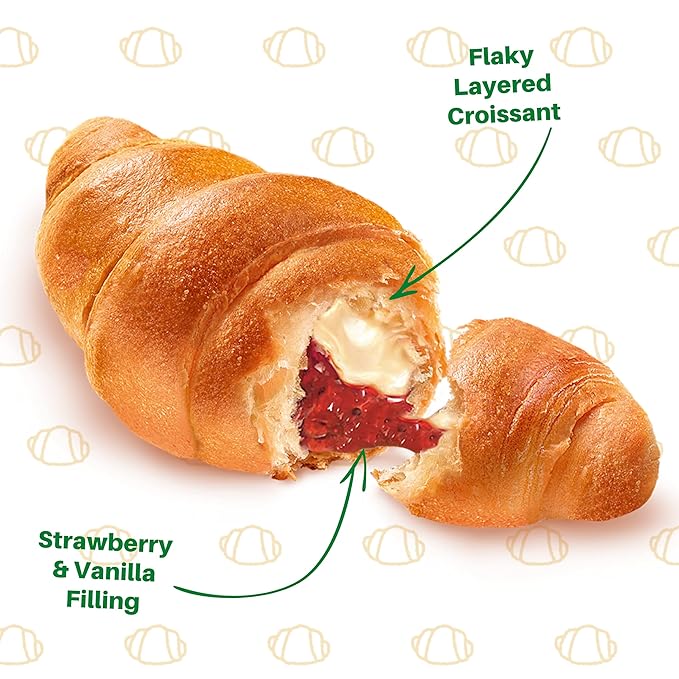 7Days Soft Croissant, Strawberry Vanilla Filling, Perfect Breakfast Pastry or Snack, Non-GMO (Pack of 24)