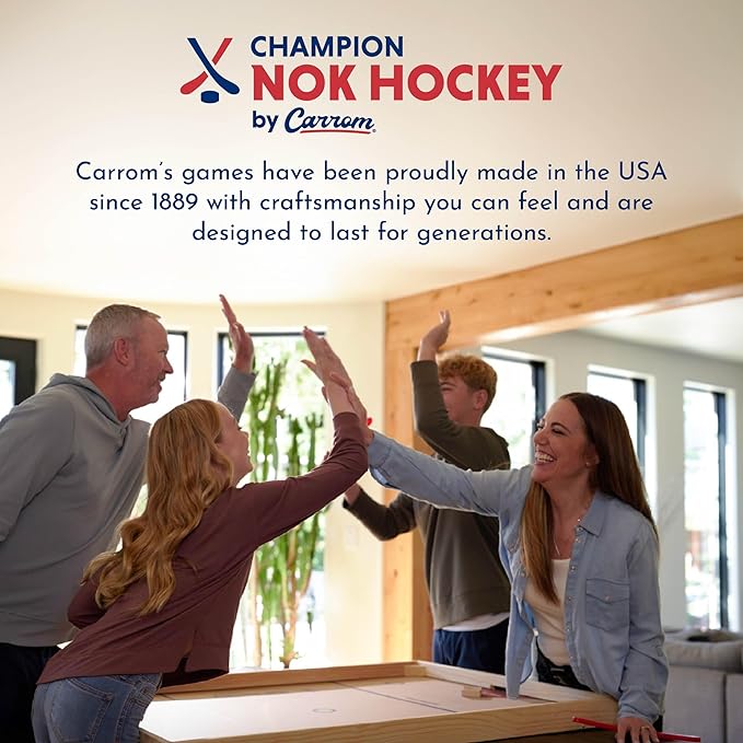 Carrom Champion Nok Hockey Game (Large) — Wooden Board Games for Adults & Children — Indoor and Outdoor Games for Family — Sports Board Games