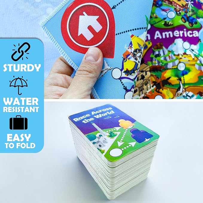 QUOKKA Board Game 1 to 10 Players - Learning, Educational - Geography, World - 100 Question Cards, Top Facts - Indoor, Outdoor - Kids, Teens, Adults, Family