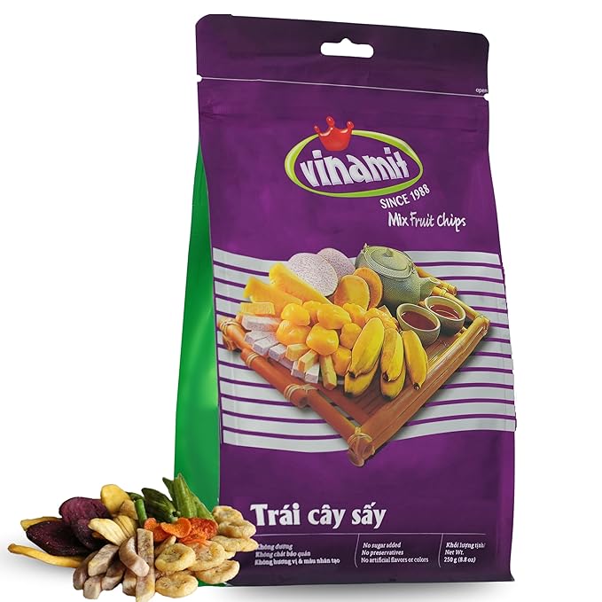 Vinamit Dried Mix Fruit Chips | 8.8 oz Bag | No Sugar Added | Tropical Fruit Blend | No-GMO, Gluten-Free & Vegan | High in Fiber & Antioxidants | Ideal for Healthy Snacking