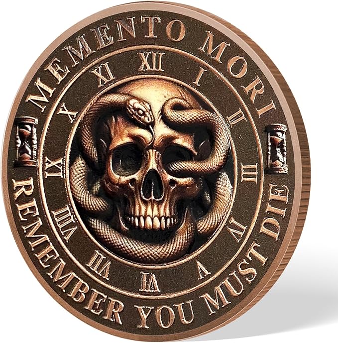 Memento Mori Coin Momento Mori Coin Skull Coin Stoic Gifts Memento Mori Calendar Living Memento Mori Amor Fati Coin (Snake Tree Skeleton)