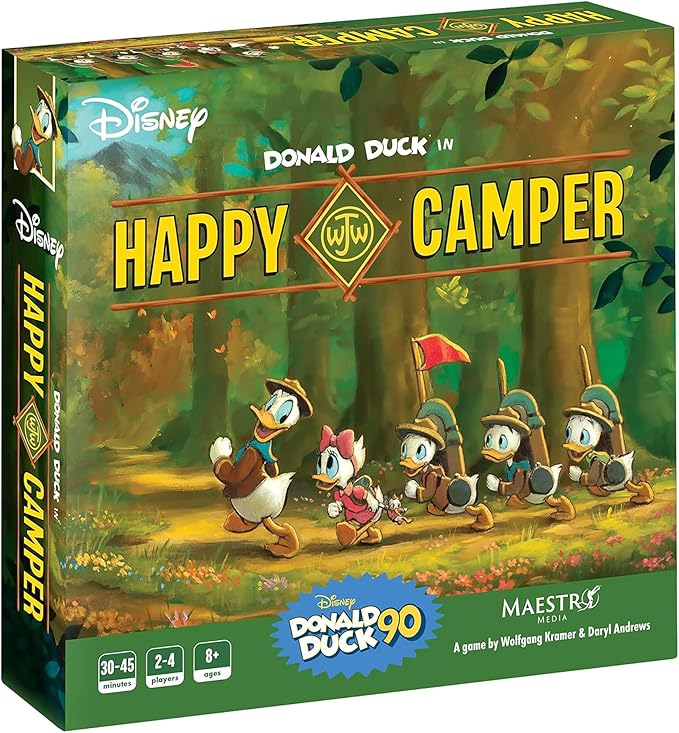 Walt Disney's Donald Duck in Happy Camper - Family Strategy Board Game, Officially Licensed, Family & Kids Ages 8+, 2-5 Players, 30 Min