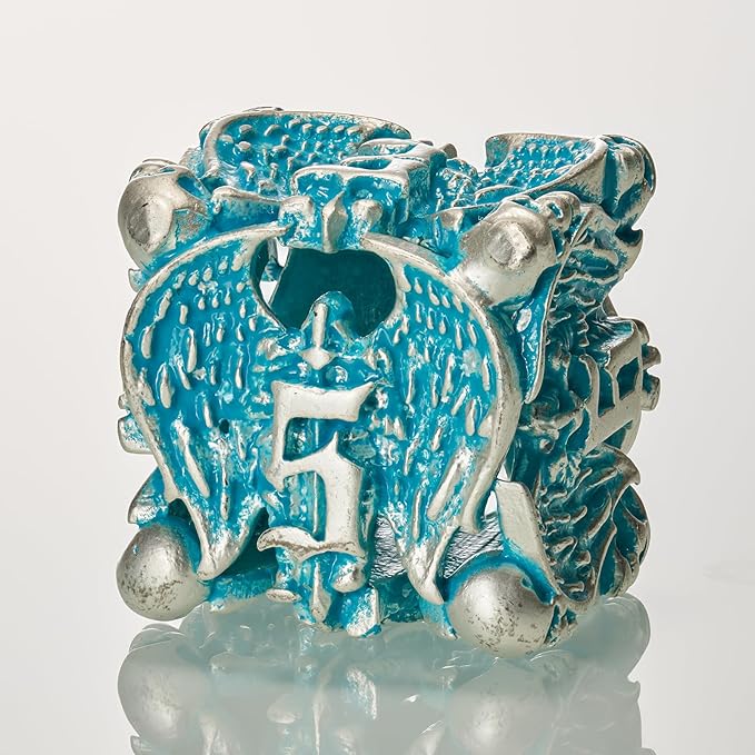 DND Metal Dice Set - Matte Blue White 7 PCS Skull Hollow for Dungeons and Dragons, MTG RPG Role Playing (D&D)