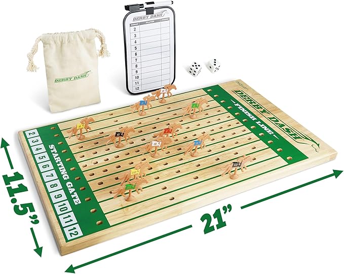 GoSports Derby Dash Horse Race Game Set - Tabletop Horse Racing with 2 Dice and Dry Erase Scoreboard