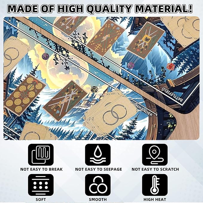 MTG Playmat- Stitched Edges Forest TCG Playmat-Non-Slip Landscape Play Mat Smooth Surface Rubber Base Board Game Mousepad 24x14 inches for Trading Card Game Playing with Storage Bags