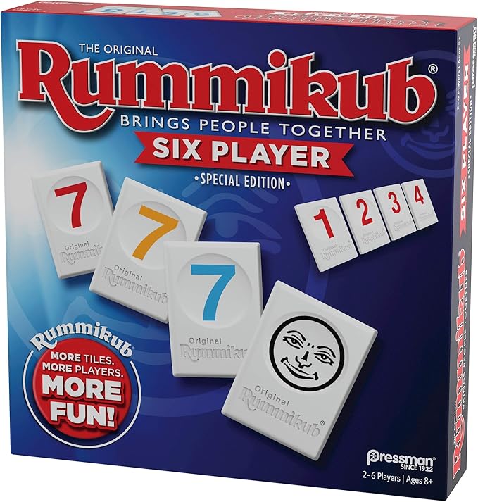 Rummikub Six Player Edition - The Classic Rummy Tile Game - More Tiles and More Players for More Fun! by Pressman , Blue