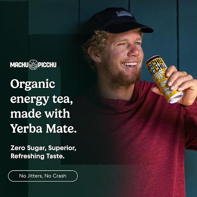 MACHU PICCHU ENERGY, Zero Sugar Yerba Mate, Clean Energy Drink Alternative, 12oz (Pack of 12) - 120mg Organic Green Coffee Bean Caffeine, Low Calorie, USDA Organic, No Artificial Flavors (Wild Berry)
