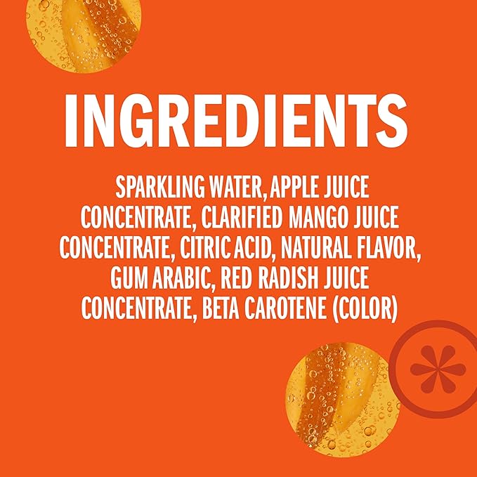 IZZE Sparkling Juice Beverage Blend, Mango, No Sugar Added, 8.4 FL OZ, 24 Cans
