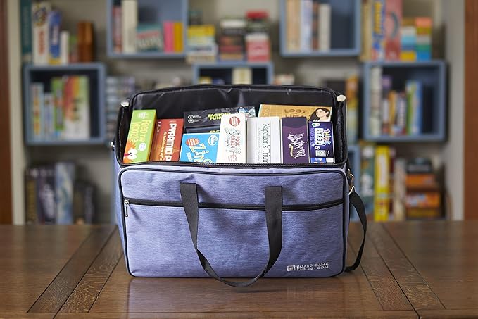 Board Game Bag - Fits 7 Standard Boxes - Carry With Backpack/Shoulder Strap/Luggage Slip - Padded For Protection - Duffle Bag For Travel Or Game Night - Pocket For DND Accessories (Amethyst Purple)