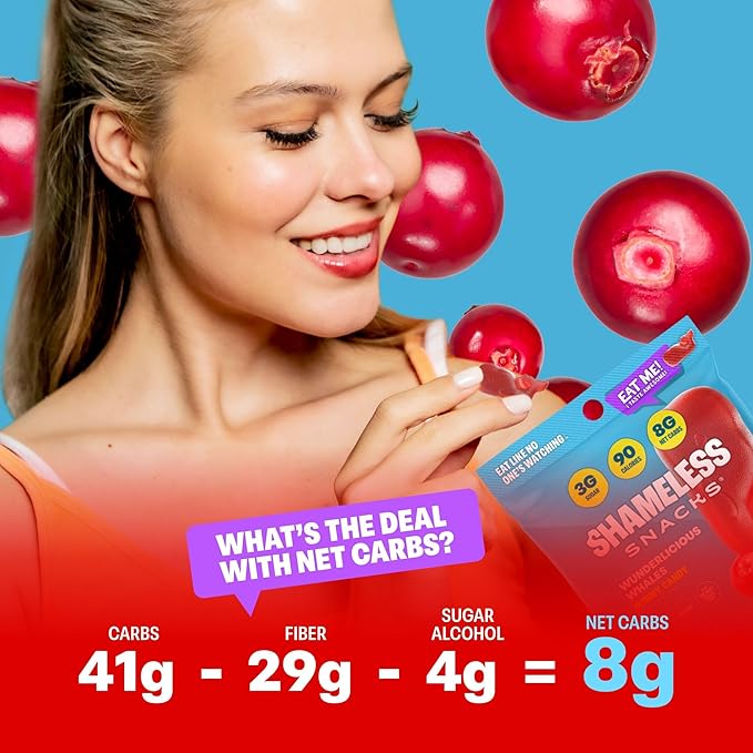Shameless Snacks - Healthy Low Calorie Snacks, Low Carb Keto Gummies (Gluten Free Candy) - 6 Pack Wunderlicious Whales