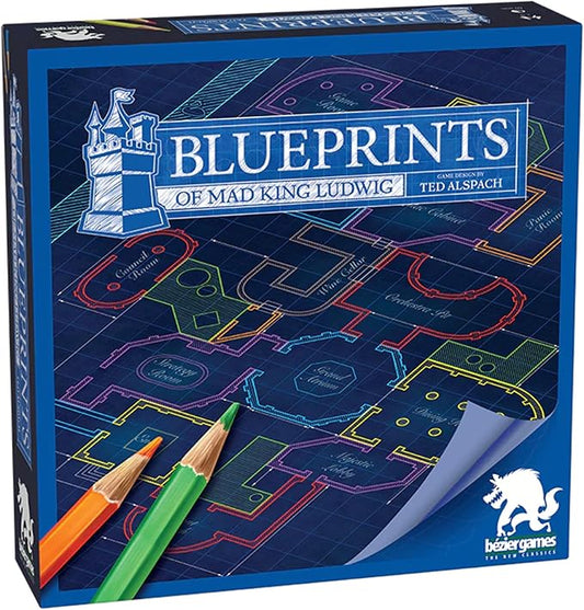 Blueprints of Mad King Ludwig - A Flip & Sketch Strategy Board Game by Bezier Games