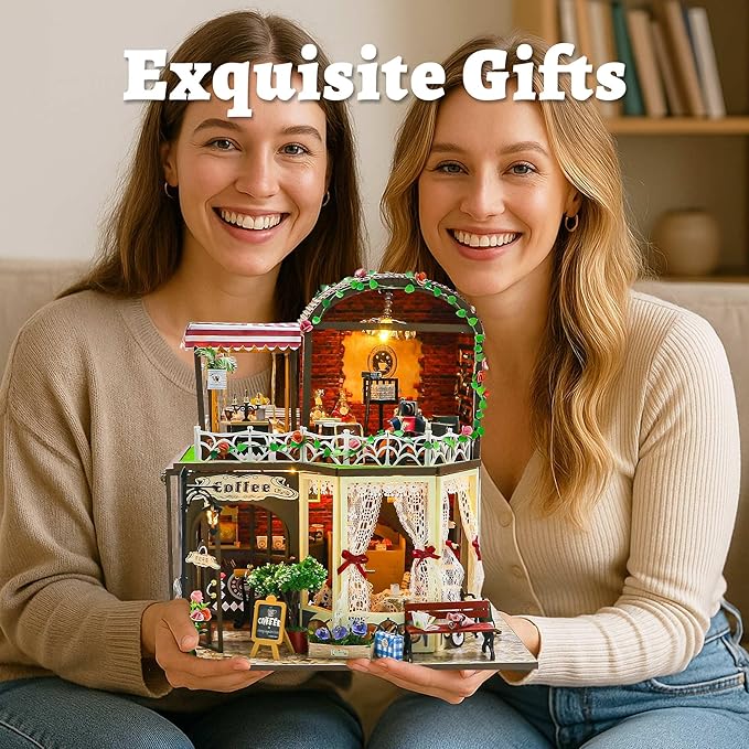 Flever DIY Miniature House Kit, Tiny Home Kit with LED Light, Mini House Build Craft Kits for Adults and Teens, Home Decor Creative Gift for Family/Friends (Raya's Time)