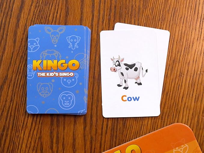 Regal Games Kingo Animals Edition Bingo Set - Fun Educational Word Games for Preschool & Kindergarten Kids - Learning Games for Family & Classroom - Vocabulary Builder, Phonics & Sight Word Games