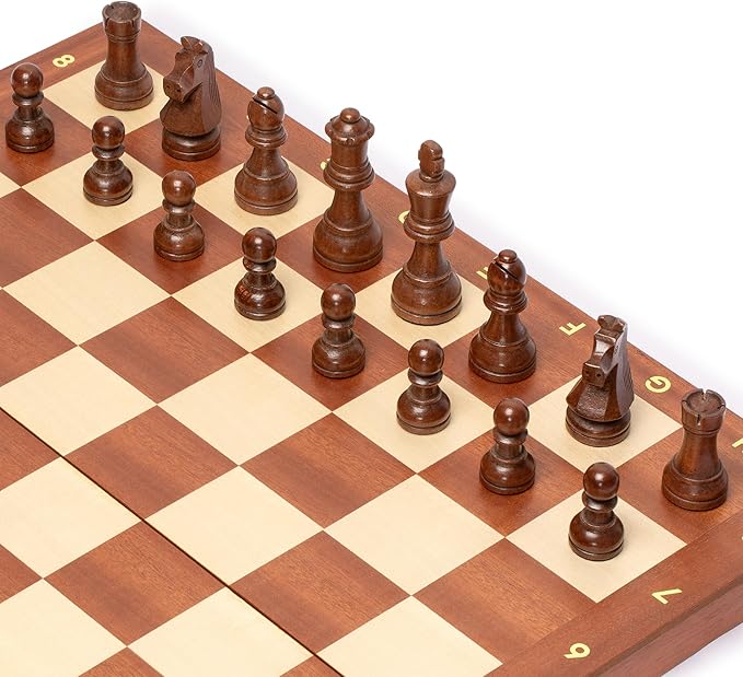 Husaria Professional Staunton Tournament No. 6 Wooden Chess Game Set with 2 Extra Queens, 3.9-inch Kings