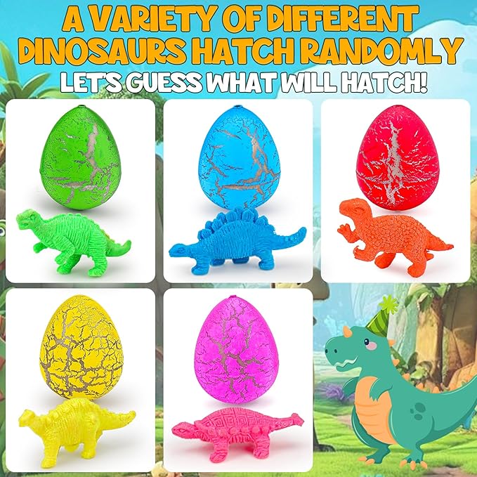 30PCS Large Hatching Dinosaur Eggs for Dinosaur Birthday Party Favors for Kids 3-5 4-8 Goodie Bag Gift Stuffers Classroom Prizes Bulk Treat Stuff Novelty Grow in Water Dino Eggs with Toys Inside