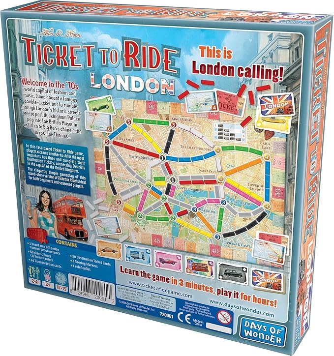 Ticket to Ride London Board Game - Train Route-Building Strategy Game, Fun Family Game for Kids & Adults, Ages 8+, 2-4 Players, 10-15 Minute Playtime, Made by Days of Wonder