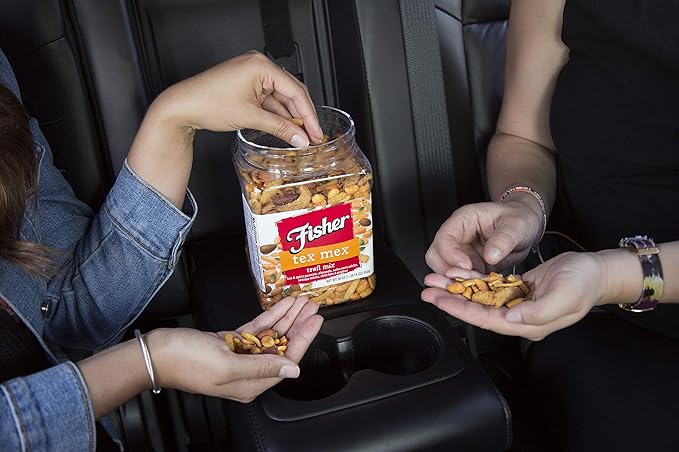 Fisher Snack Tex Mex Trail Mix, 30 Ounces, Hot and Spicy Peanuts, Almonds, Salsa Corn Sticks, Sesame Sticks, Chili Bits, Pepitas (Pack of 2)