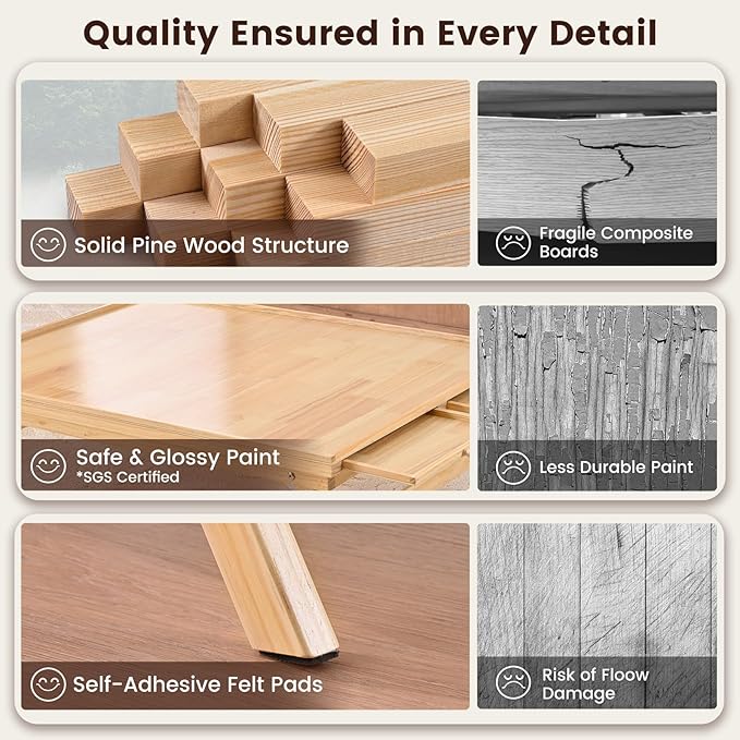 1500 Pieces Wooden Jigsaw Puzzle Board with Foldable Legs, 35"x26.8" Table with 4 Drawers and Protective Cover, Large Wood Folding Jigsaw Puzzle Table for Adults and Teens, Nature