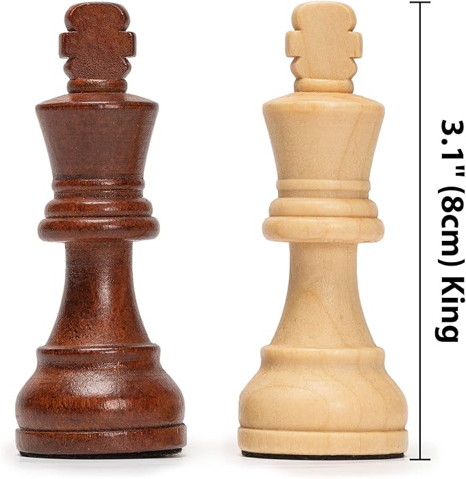 Husaria Staunton Tournament No. 4 Chessmen with 2 Extra Queens and Wooden Box, 3-inch Kings