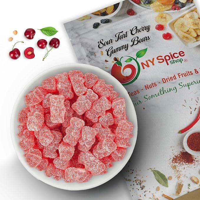NY Spice Shop Cherry Sour Gummy Bears Bulk - 3 Pound Gummies Bears Candy - Sour Gummies Fruit Snacks - Chewy Super Candy - Flavor Gummy Candies - Gummi Bear Gift For All Occasions