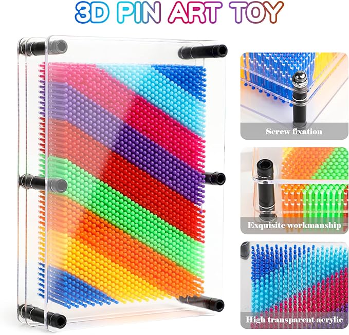3D Pin Art Sensory Toys for Kids 5-7, Pin Art Board Impression Sensory Toys for Kids with Autism, Autism Gifts for Autistic Children Age 3, 4, 5, 6, 7, 8, 9, 10+ Years Old Boys Girls