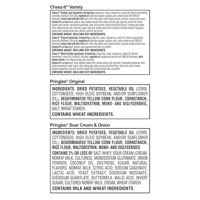 Cheez-It and Pringles Variety Pack, Lunch Snacks, Kids Snacks, Variety Pack (36 Packs)