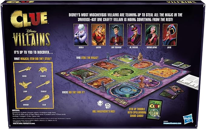 Hasbro Gaming Clue: Disney Villains Edition Board Game for Kids Ages 8+, 2-6 Players (Amazon Exclusive)