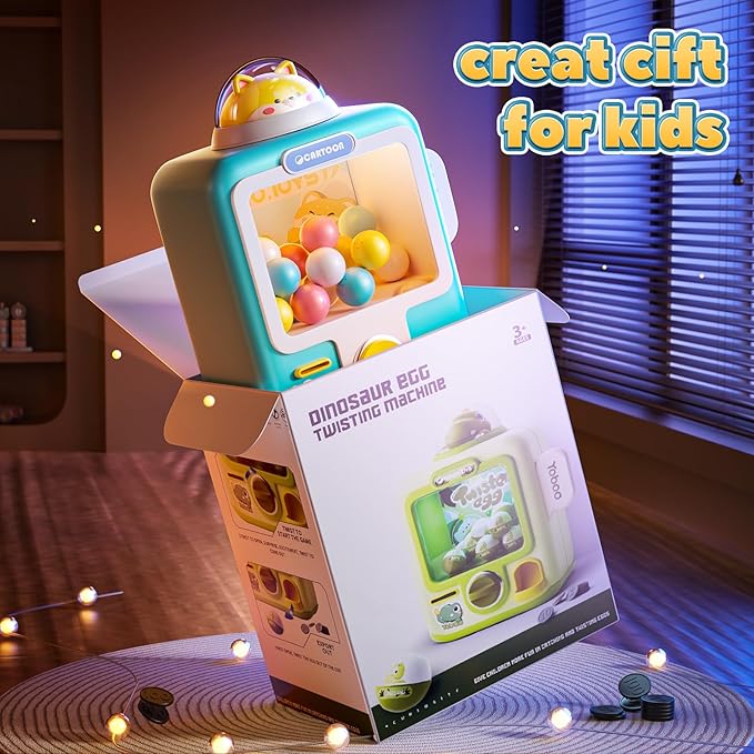 Skirfy Vending Machine Kids Toys Mini Vending Machine 12 Erasers Operated Gumball Prize Machine Maker Game Claws Machine Game Sensory Toys Dolls Gifts（Blue）