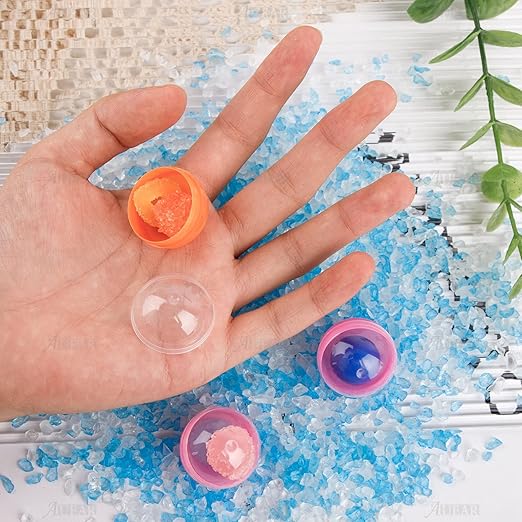 AUEAR, Colorful Small Round Capsules 1.1 Inch Vending Machine Empty Plastic Gumball Containers for Party Favor Prize (50 Packs)