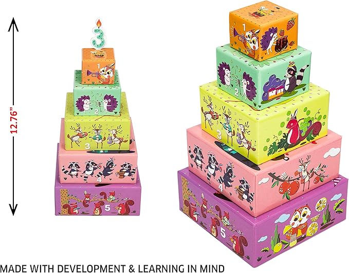 Chalk and Chuckles Stack a Cake First Game for 3-6 Years. Stacking Board Game for Preschool Kids, Social Emotional Skills Development (Ages 2+), Educational Gifts for Toddlers