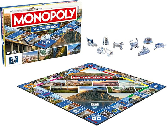 Monopoly Board Game SLO Cal Edition : 2-6 Players Family Board Games for Kids and Adults, Board Games for Kids 8 and up, for Kids and Adults, Ideal for Game Night