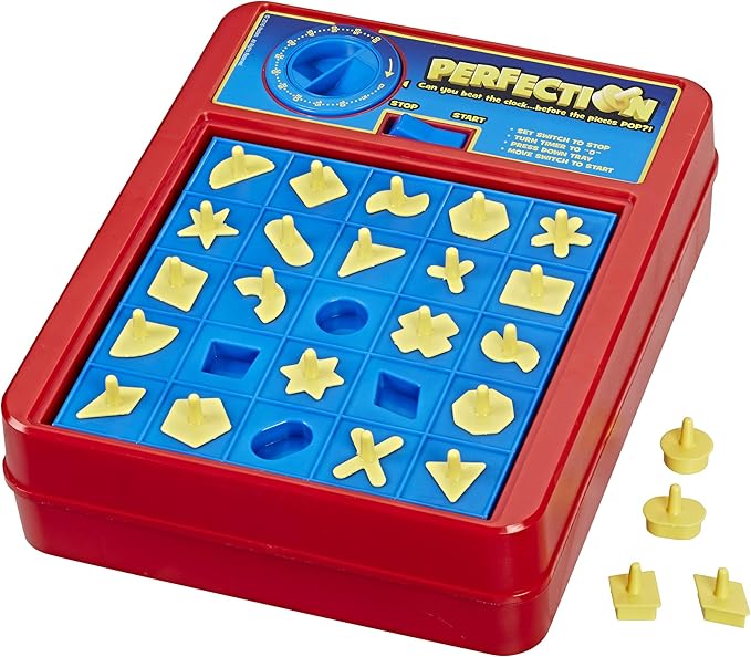 Hasbro Gaming Perfection Game for Preschoolers and Kids Ages 5 and Up, Popping Shapes and Pieces, Preschool Board Games for 1 or More Players