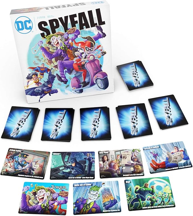DC Spyfall - The Perfect Party Game - Find The Joker Before Time Runs Out - for 3 to 8 Players - Board Games for Teens and Adults - Featuring Batman, Superman, Wonder Woman, and More - Ages 13+