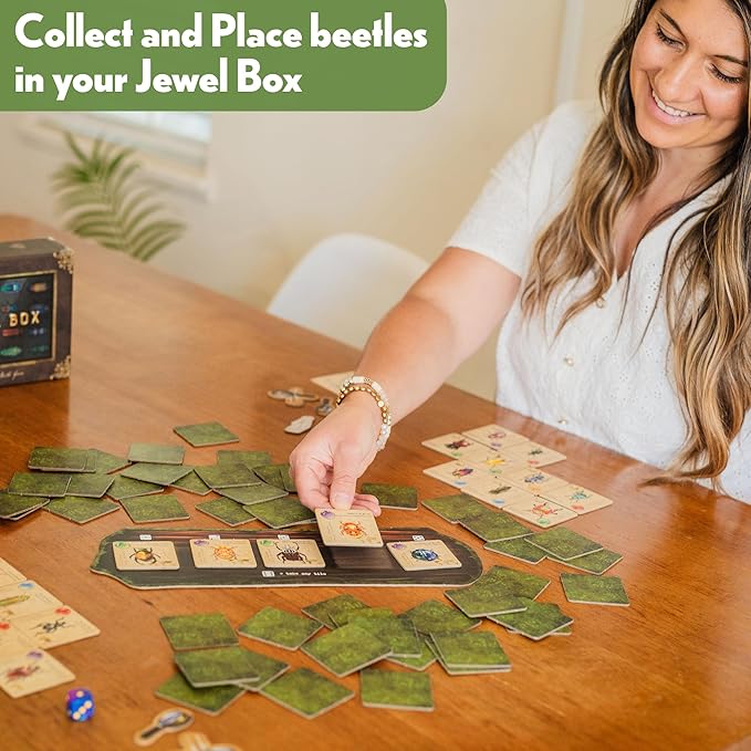 Jewel Box Family Board Game - Strategic Tile Placement Game for Kids and Adults with 75 Unique Beetles - Great Educational Game for Ages 8+, 1-4 Players, 15-30 Minutes