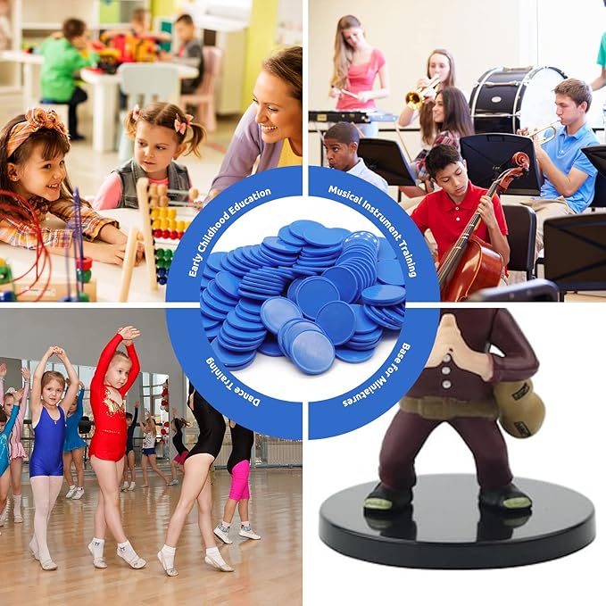 Set of 100 Opaque Plastic Learning Counters Mini Poker Chips Game Tokens with Storage Box (RoyalBlue, 1.58 Inch)