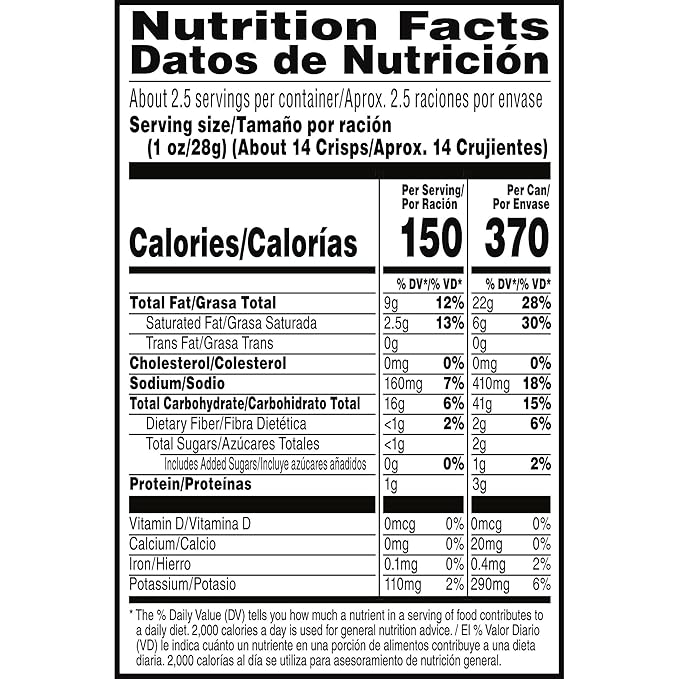 Pringles Potato Crisps Chips, Lunch Snacks, Office and Kids Snacks, Grab N' Go, Sour Cream and Onion (12 Cans)